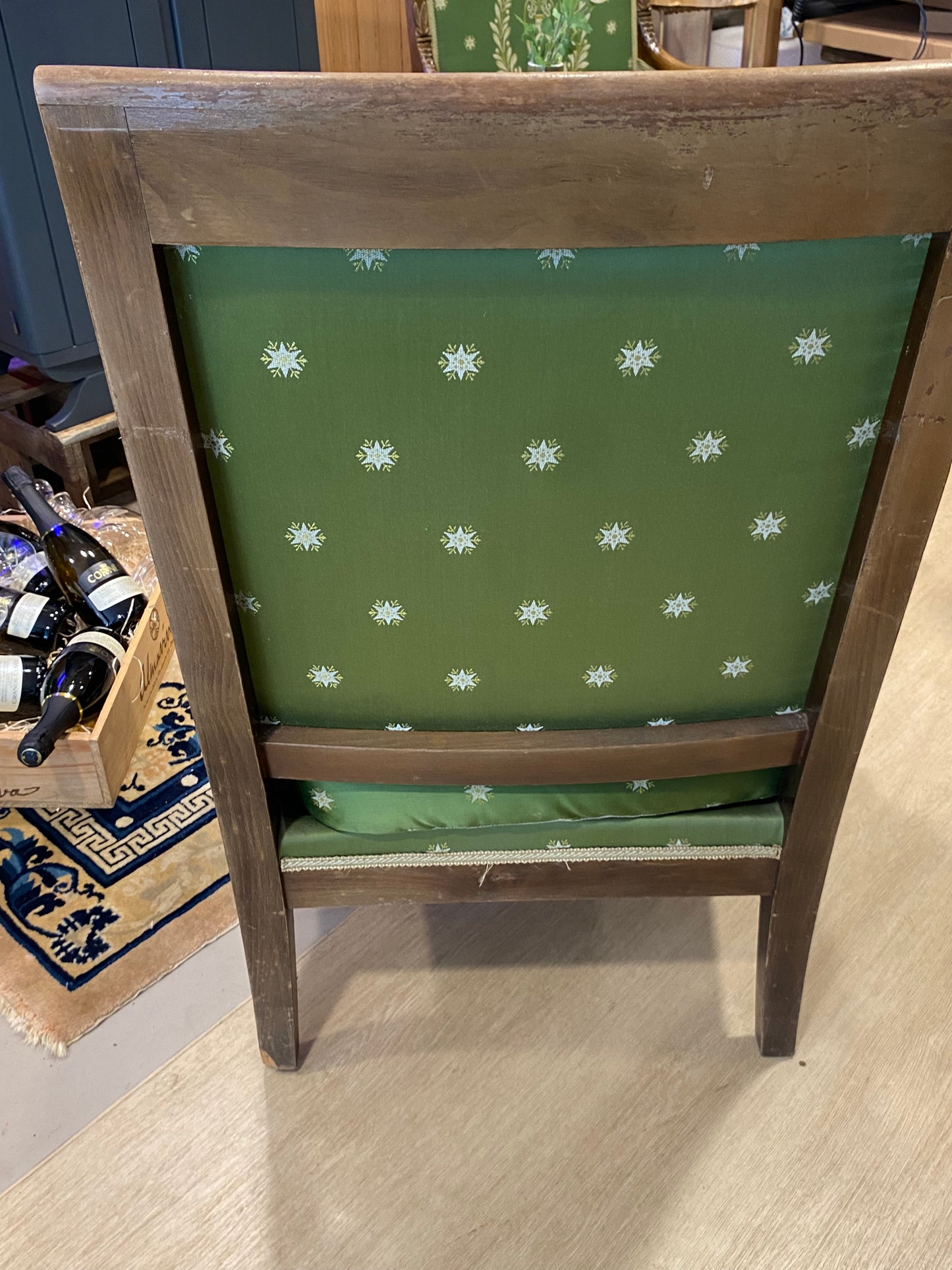 Fauteuil Empire – Brocart vert impérial